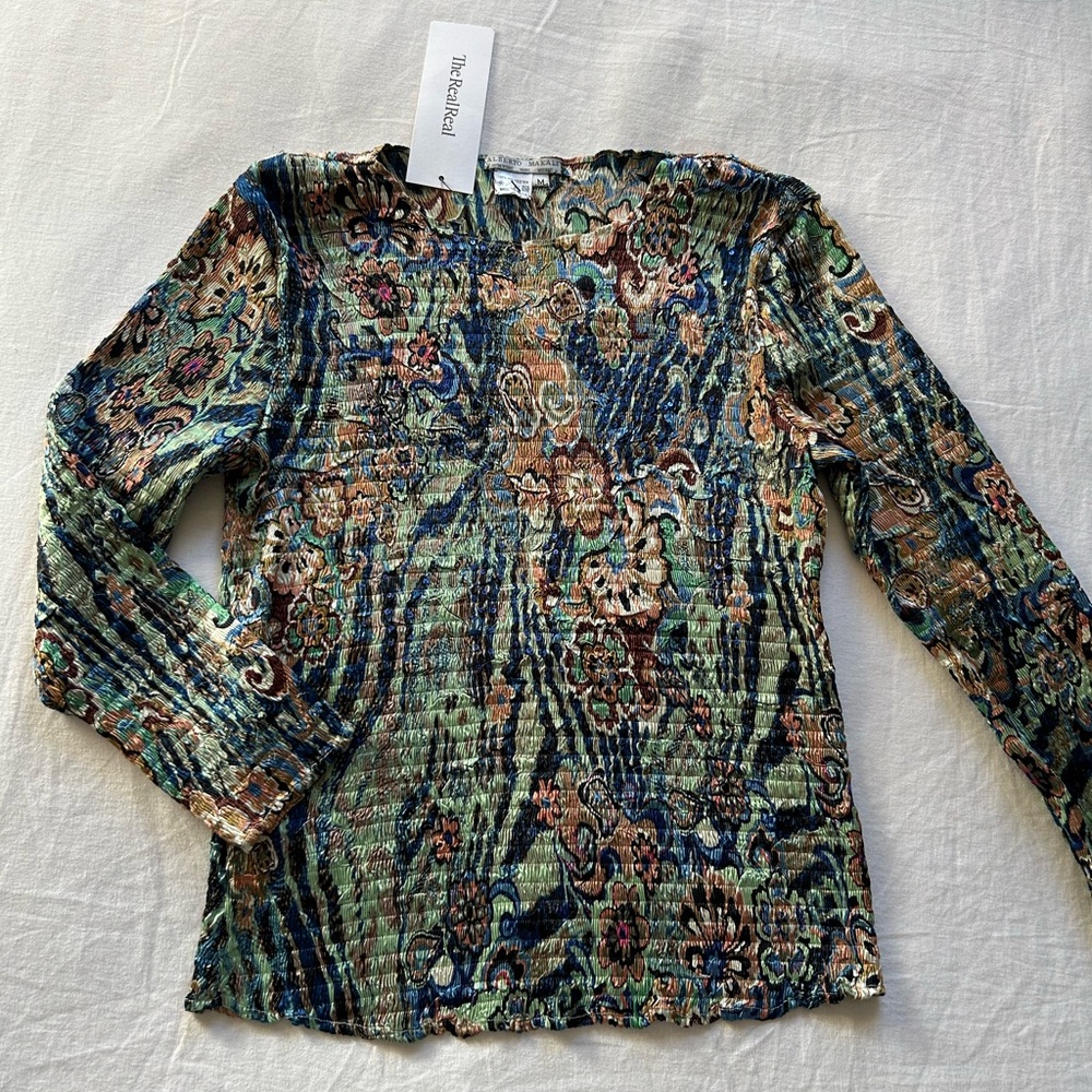 Vintage Alberto Makali Whimsical Smocked Flower Power Top